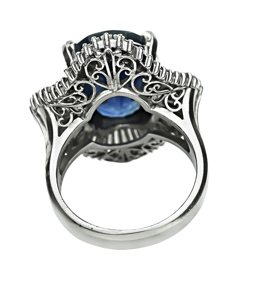 Estate GIA Certified 11.57ct Sapphire 1.90ct Diamond Ring