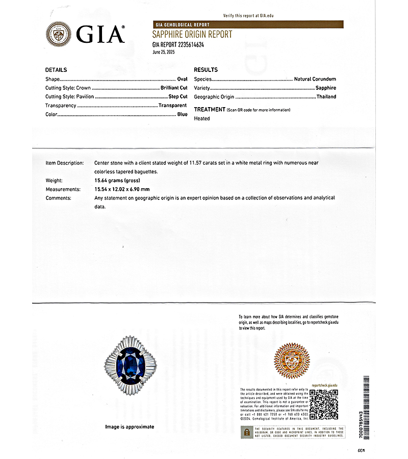 Estate GIA Certified 11.57ct Sapphire 1.90ct Diamond Ring