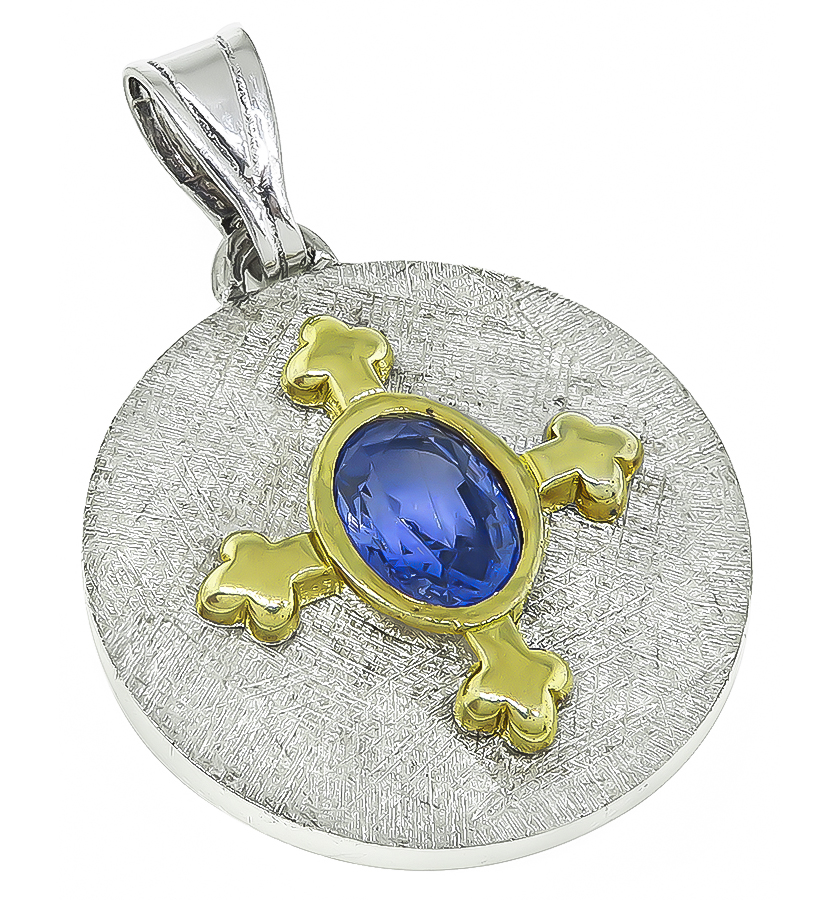 Estate GIA Certified 2.00ct Sapphire Gold Pendant