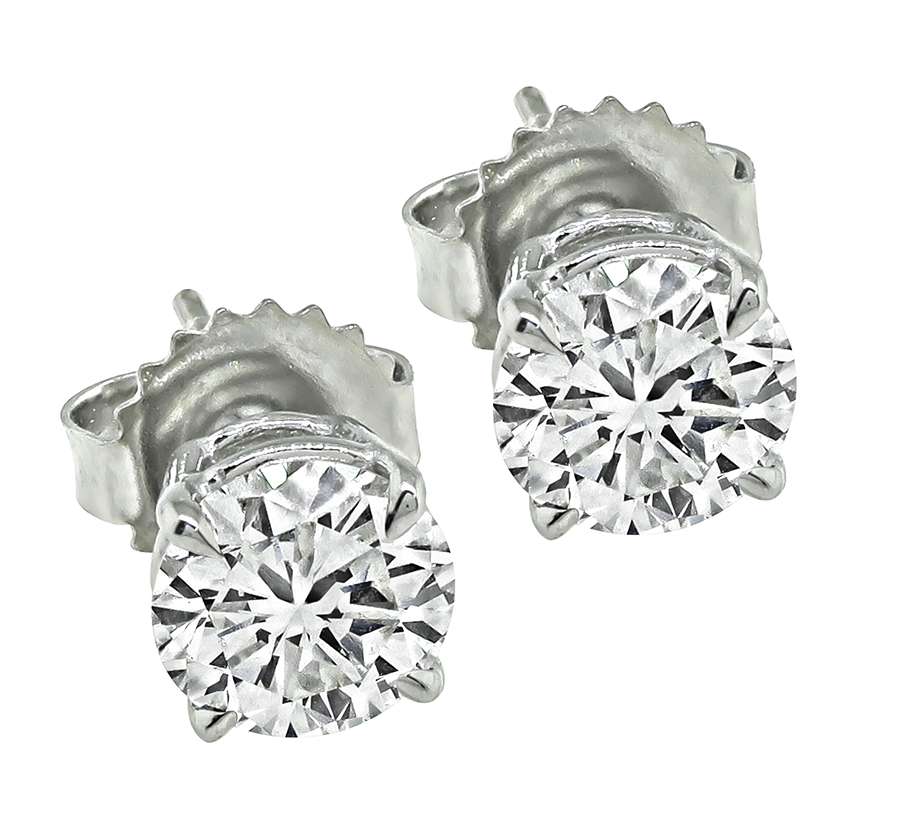 Estate GIA Certified 2.00cttw Diamond Stud Earrings