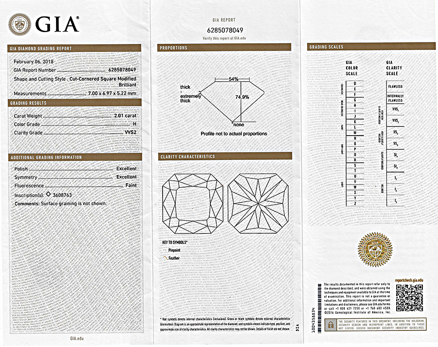 Estate GIA Certified 2.01ct Diamond Engagement Ring