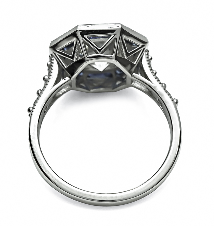Estate GIA Certified 2.01ct Diamond Sapphire Engagement Ring
