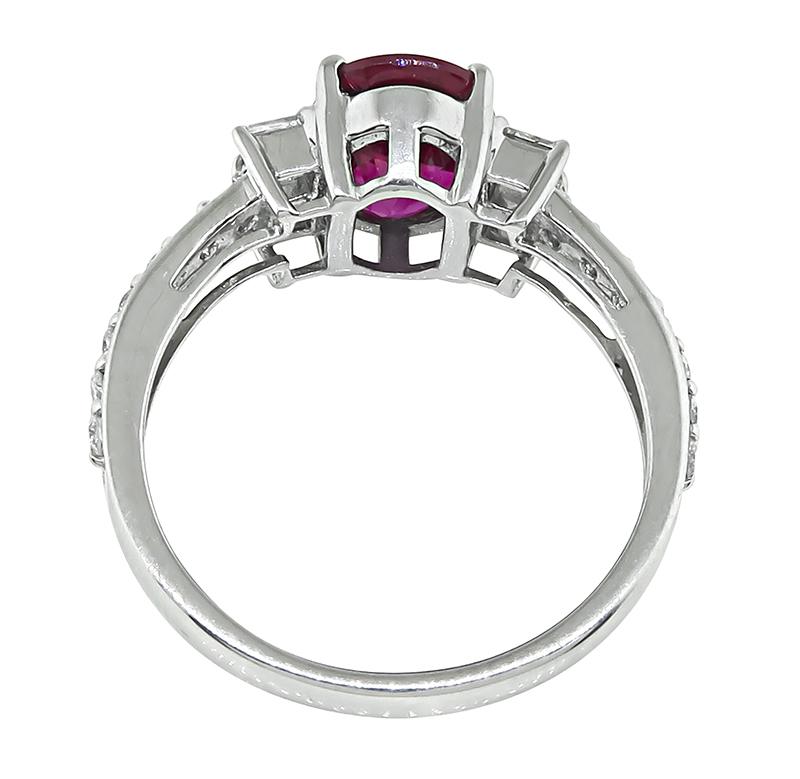 Estate GIA Certified 2.07ct No Heat Ruby 0.59ct Diamond Engagement Ring