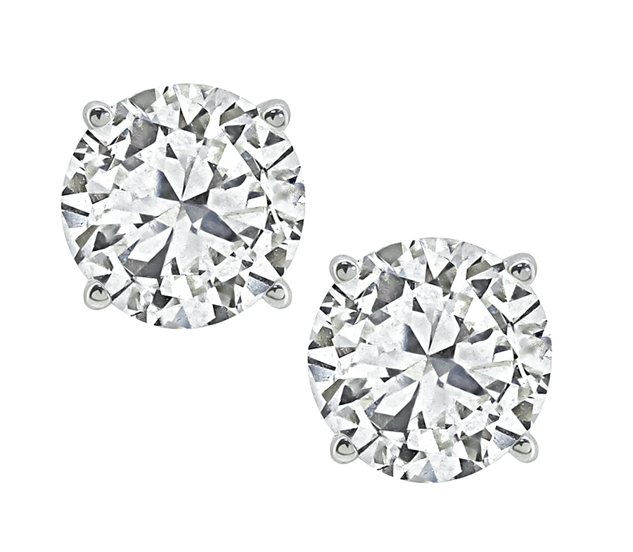 Estate GIA Certified 2.08cttw Diamond Stud Earrings