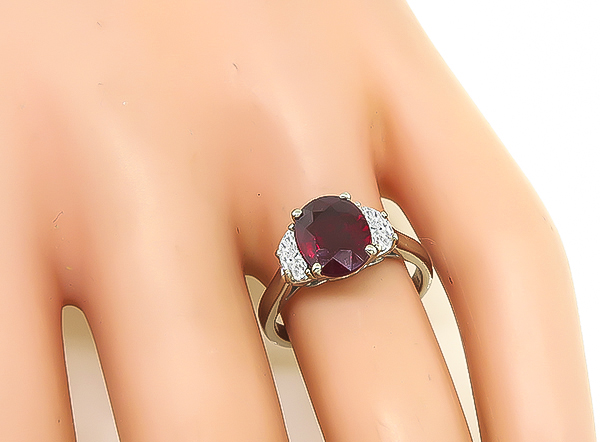 Estate GIA Certified 2.09ct Ruby 0.70ct Diamond Engagement Ring