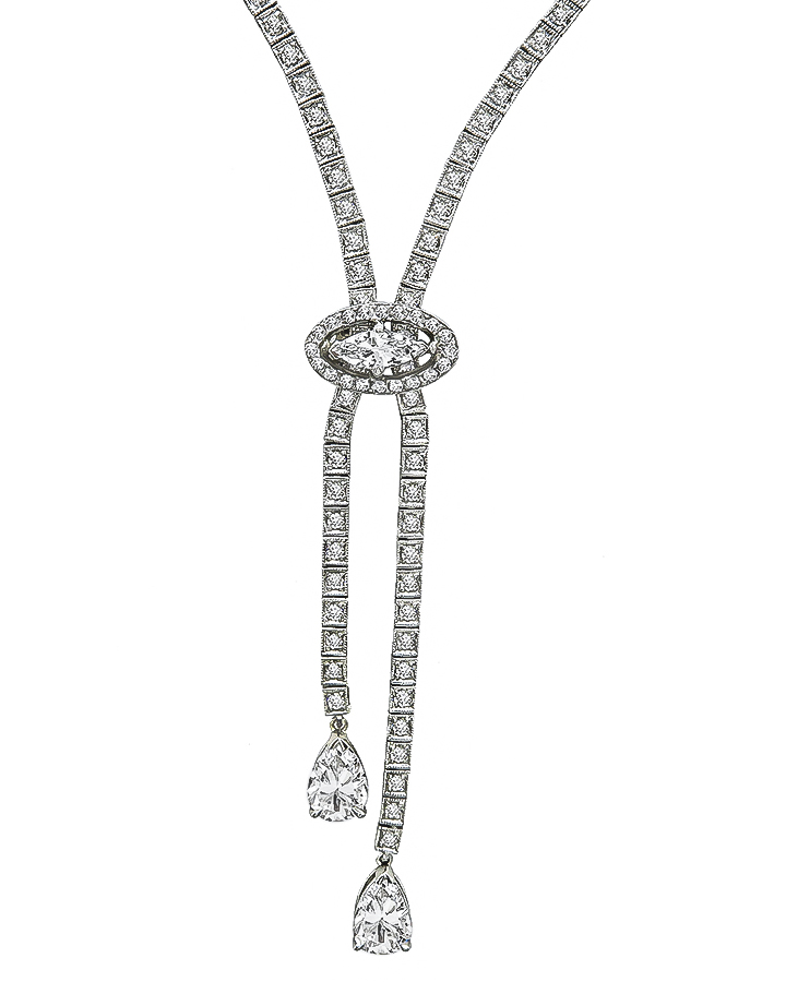 14k Gold Diamond Art Deco Necklace 