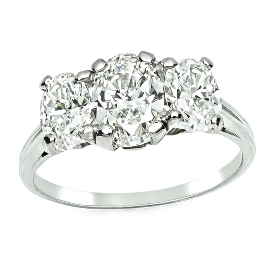 Estate GIA Certified 1.02ct Diamond 0.61ct and 0.57ct Side Diamond Anniversary Ring
