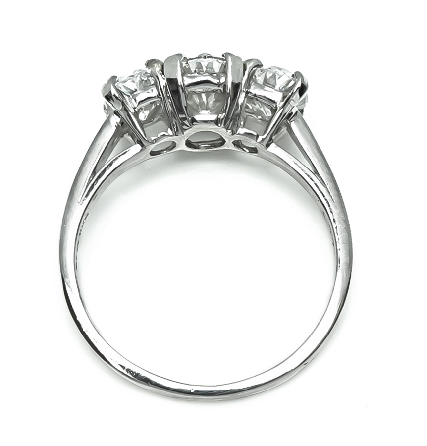 Estate GIA Certified 1.02ct Diamond 0.61ct and 0.57ct Side Diamond Anniversary Ring