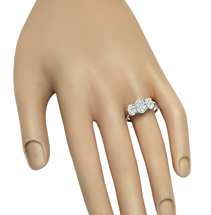 Estate GIA Certified 1.02ct Diamond 0.61ct and 0.57ct Side Diamond Anniversary Ring