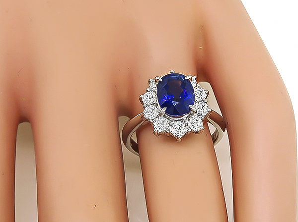 GIA 2.25ct Sapphire Diamond Engagement Ring