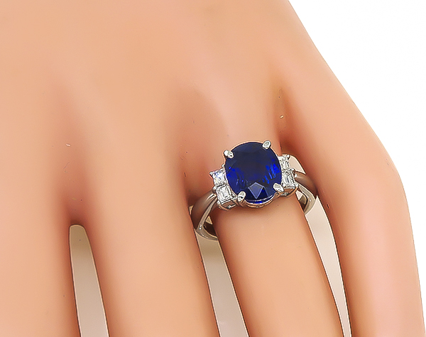 Estate GIA Certified 2.71ct Sapphire Diamond Engagement Ring