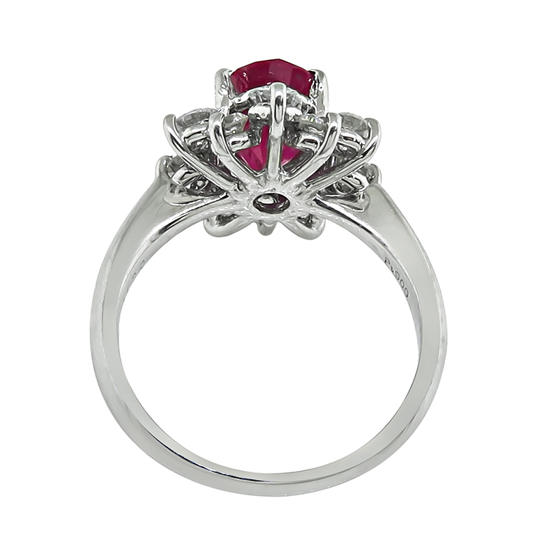 Estate GIA Certified 2.75ct Burma Ruby 1.00 Diamond Engagement Ring