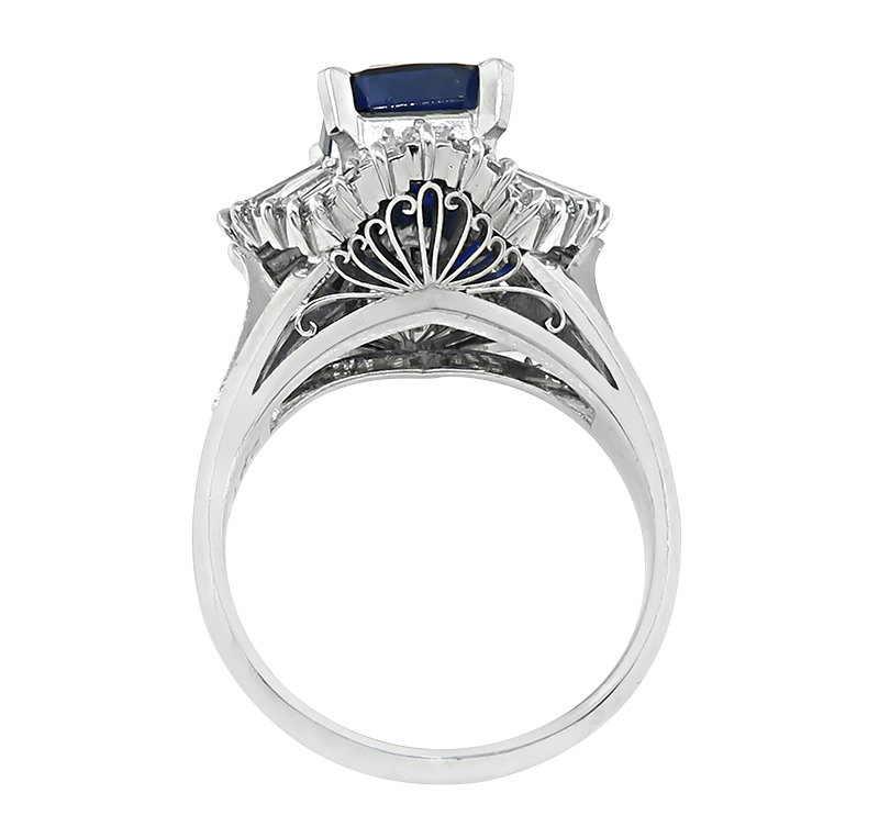 Estate GIA Certified 2.97ct Sapphire 2.04ct Diamond Engagement Ring