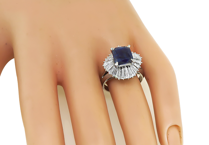 Estate GIA Certified 2.97ct Sapphire 2.04ct Diamond Engagement Ring
