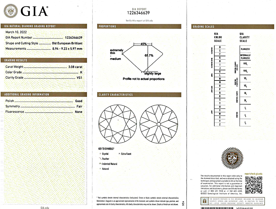 Estate Sophia D. GIA Certified 3.08ct Engagement Ring