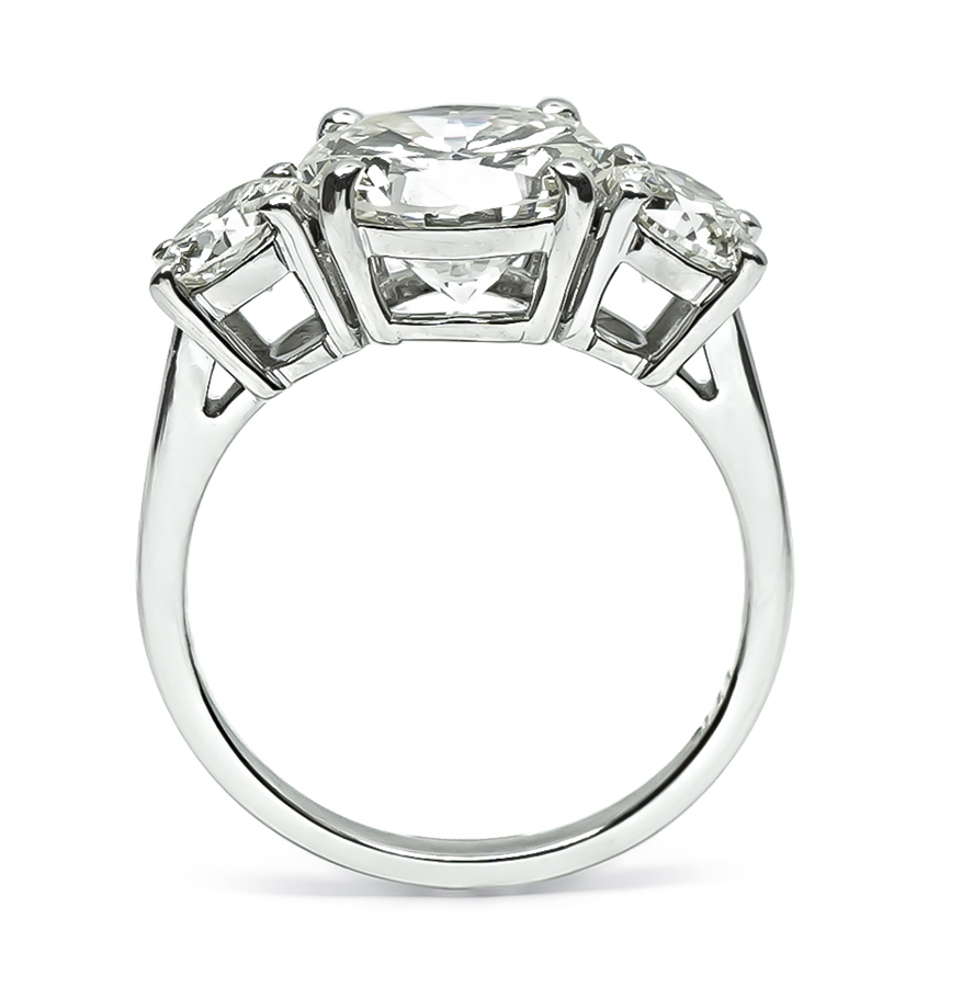Estate GIA 3.17ct Center Diamond 0.52ct and 0.62ct Side Diamond Engagement Ring