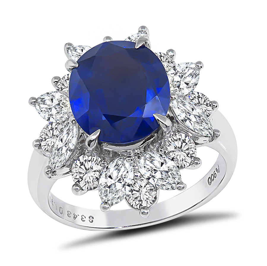 Estate GIA Certified 3.43ct Sapphire 1.90ct Diamond Ring