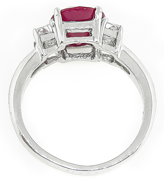 Estate GIA 3.51ct Ruby 0.50ct Diamond Engagement Ring