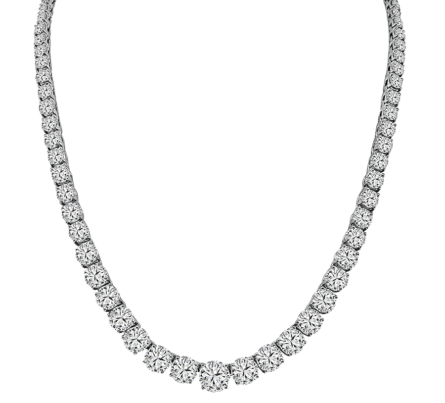 GIA Certified 18.81ct Diamond 12.06ct Diamond Tennis Necklace