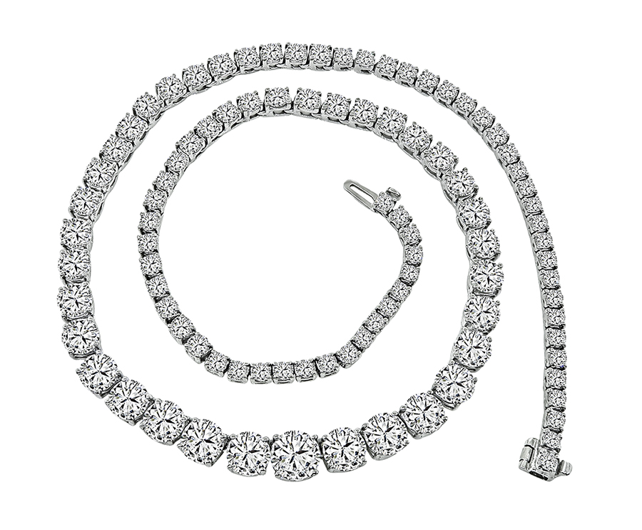 GIA Certified 18.81ct Diamond 12.06ct Diamond Tennis Necklace