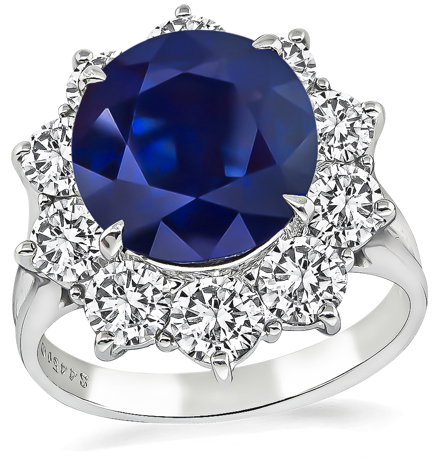 Estate GIA Cert 4.45ct Sapphire 1.70ct Diamond Engagement Ring