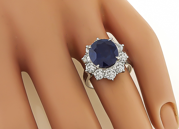 Estate GIA Cert 4.45ct Sapphire 1.70ct Diamond Engagement Ring