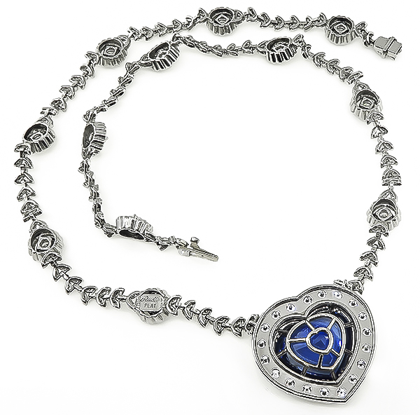 GIA Cert 21.13ct Sapphire Diamond Heart Necklace