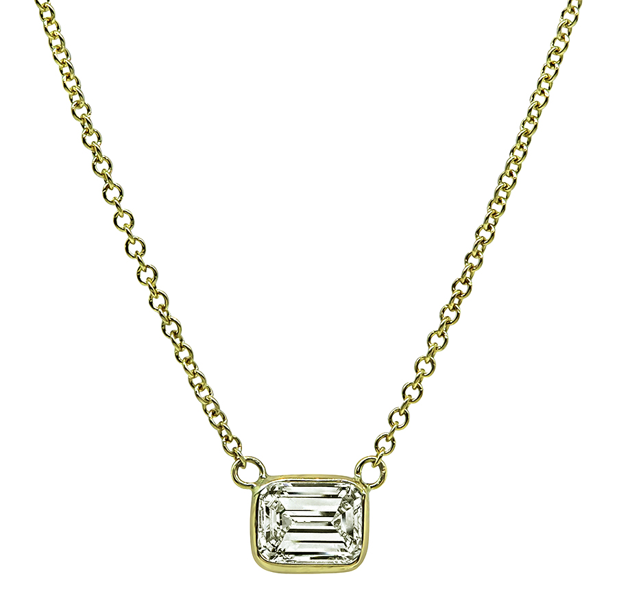 Estate GIA Certified 1.01ct Diamond Solitaire Pendant Necklace