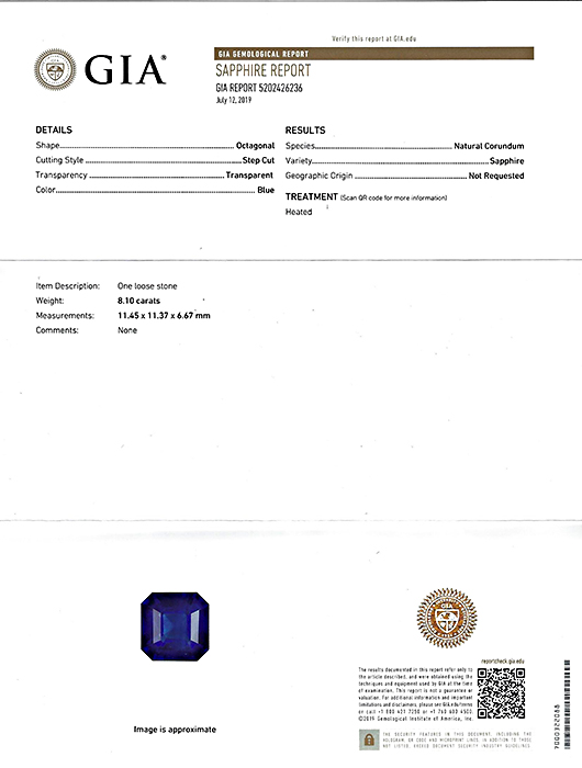 GIA Certified 8.10ct Ceylon Sapphire 1.10ct Diamond Engagement Ring
