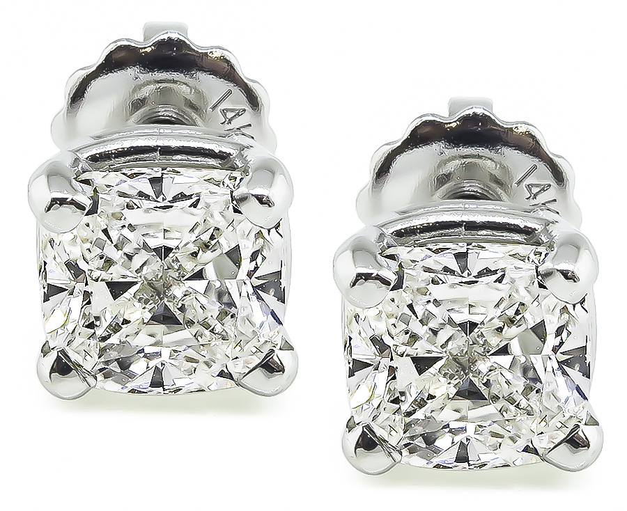 Estate GIA Certified 2.00cttw Diamond Stud Earrings