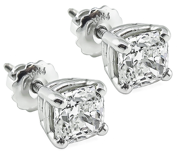 Estate GIA Certified 2.00cttw Diamond Stud Earrings