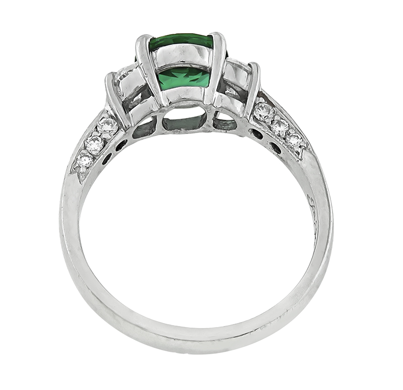 Estate Emerald Diamond Engagement Ring