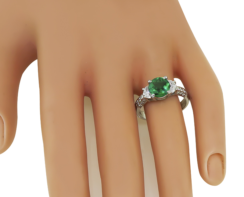 Estate Emerald Diamond Engagement Ring