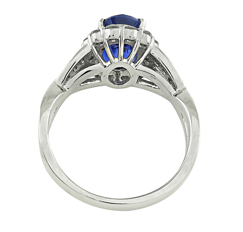 Estate GIA Certified 2.62ct No Heat Sapphire 0.57ct Diamond Engagement Ring