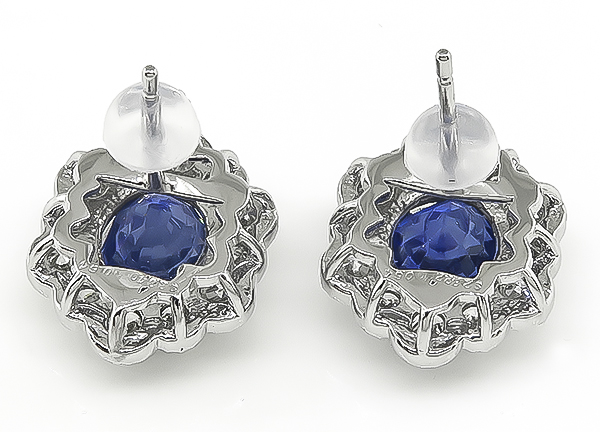 5.66ct Ceylon Sapphire 1.28ct Diamond Earrings