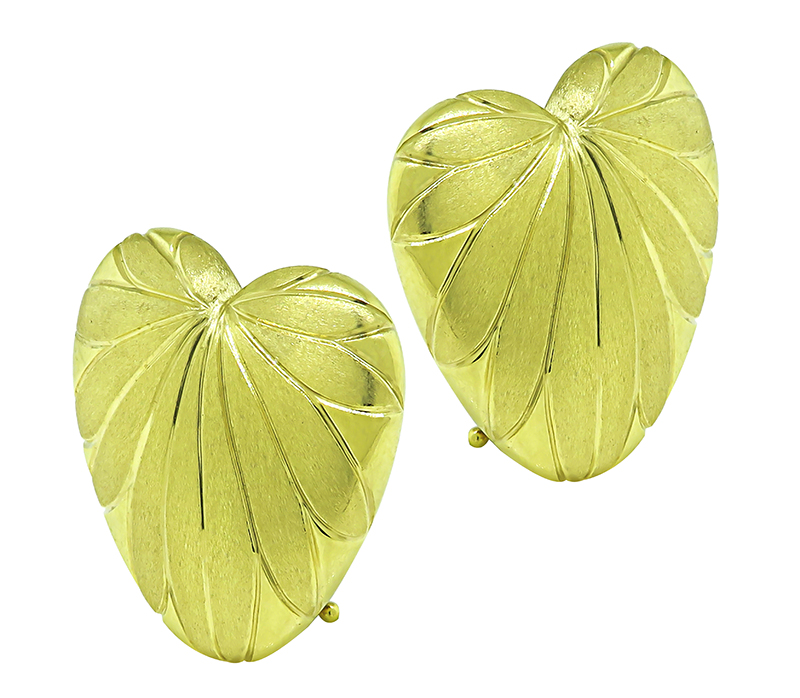 Estate Yellow Gold Heart Earrings