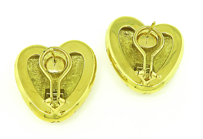 Estate Yellow Gold Heart Earrings