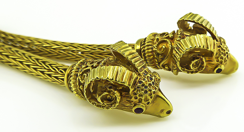 Estate Lalaounis Gold Ram's Head Necklace