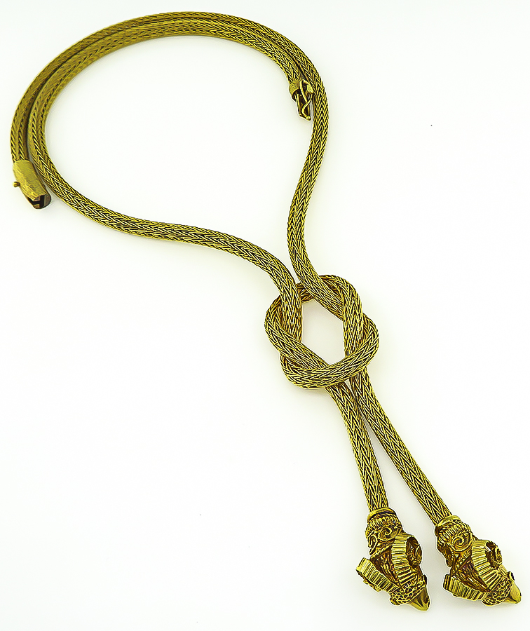 Estate Lalaounis Gold Ram's Head Necklace