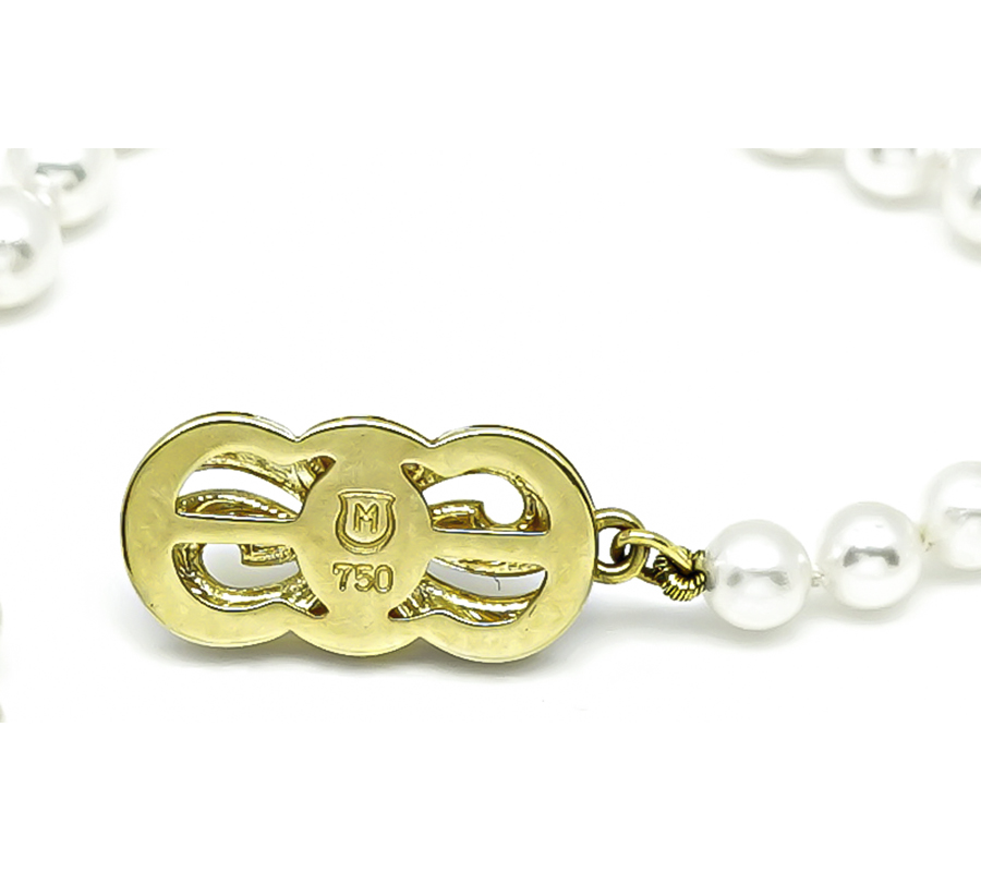 Estate Mikimoto Gold Pearl Necklace