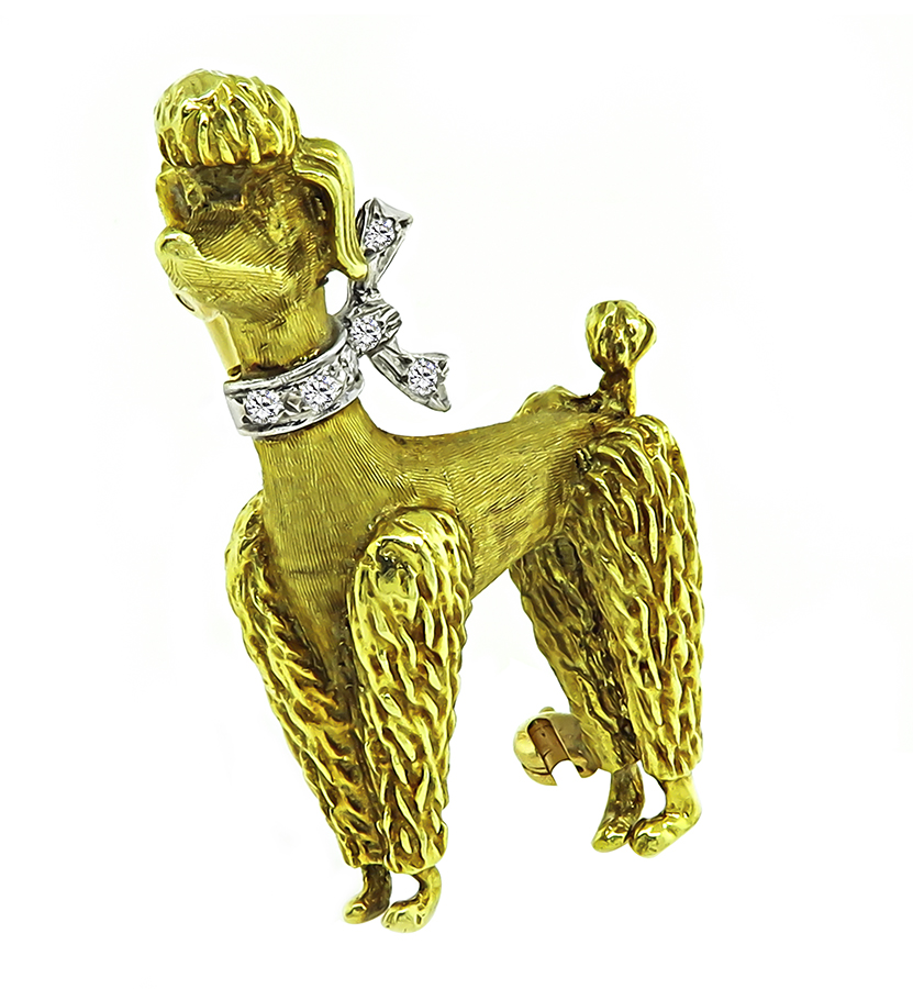 Estate Diamond Gold Poodle Pin