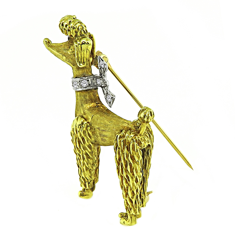 Estate Diamond Gold Poodle Pin