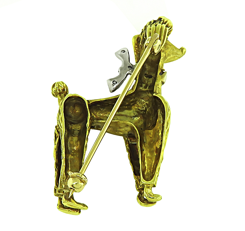 Estate Diamond Gold Poodle Pin