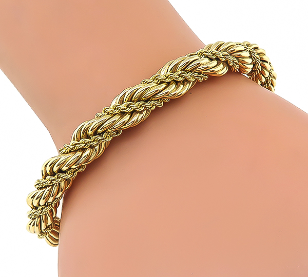 Estate Tiffany & Co Gold Twisted Rope Bracelet