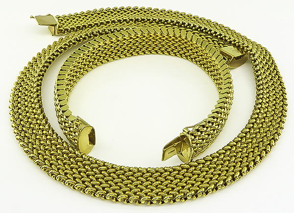 Estate Gold Weave Necklace and Bracelet Set