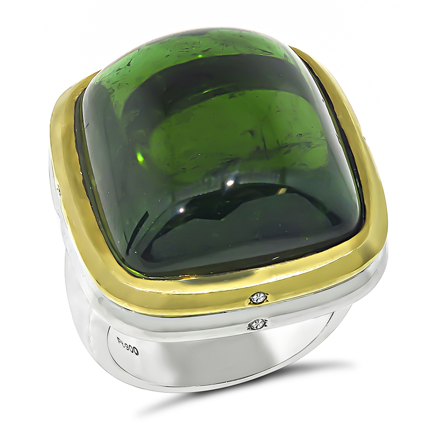 Estate 36.05ct Green Tourmaline Ring