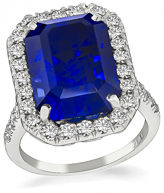 GRS 12.33ct Sapphire Diamond Engagement Ring