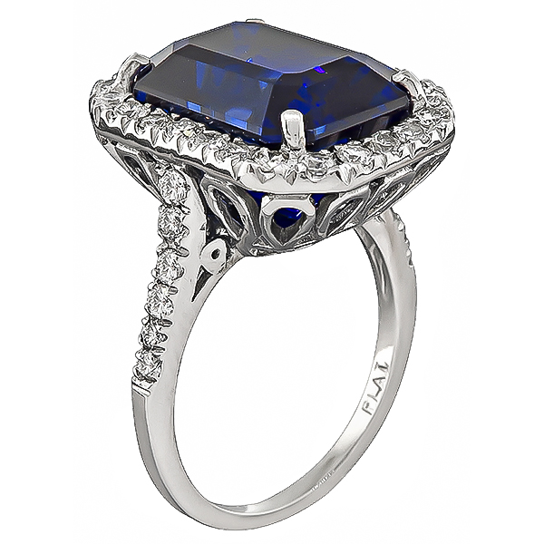 GRS 12.33ct Sapphire Diamond Engagement Ring