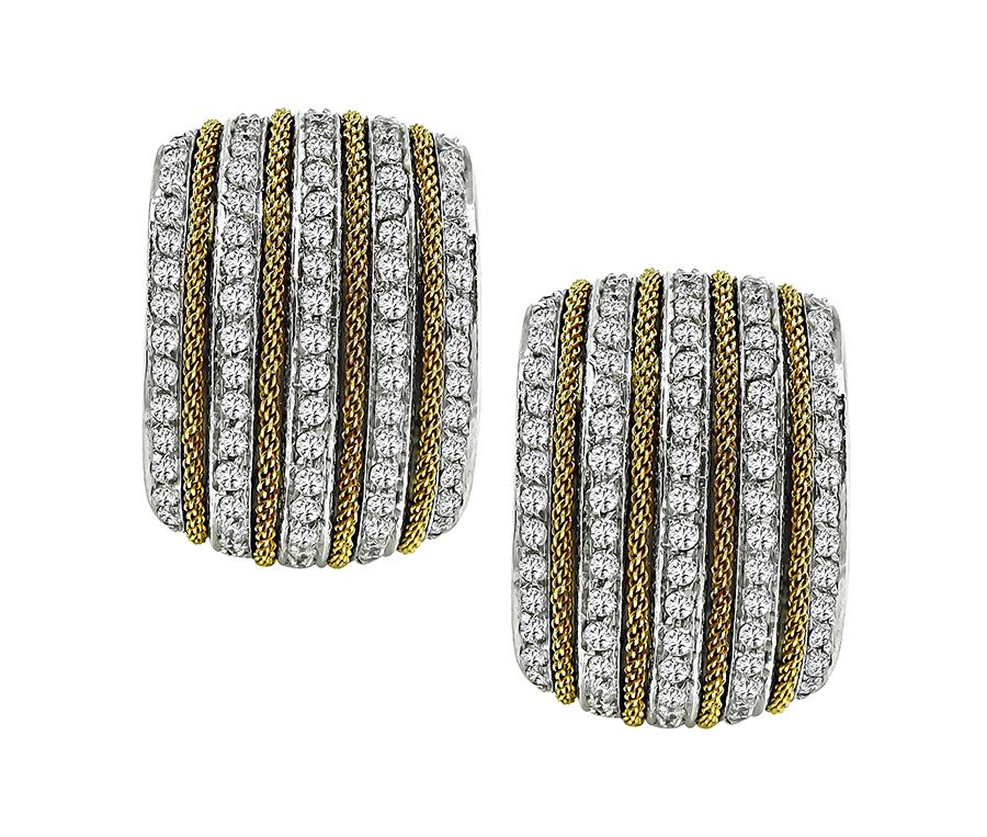 Estate Harpo's 3.25ct Diamond Gold Earrings