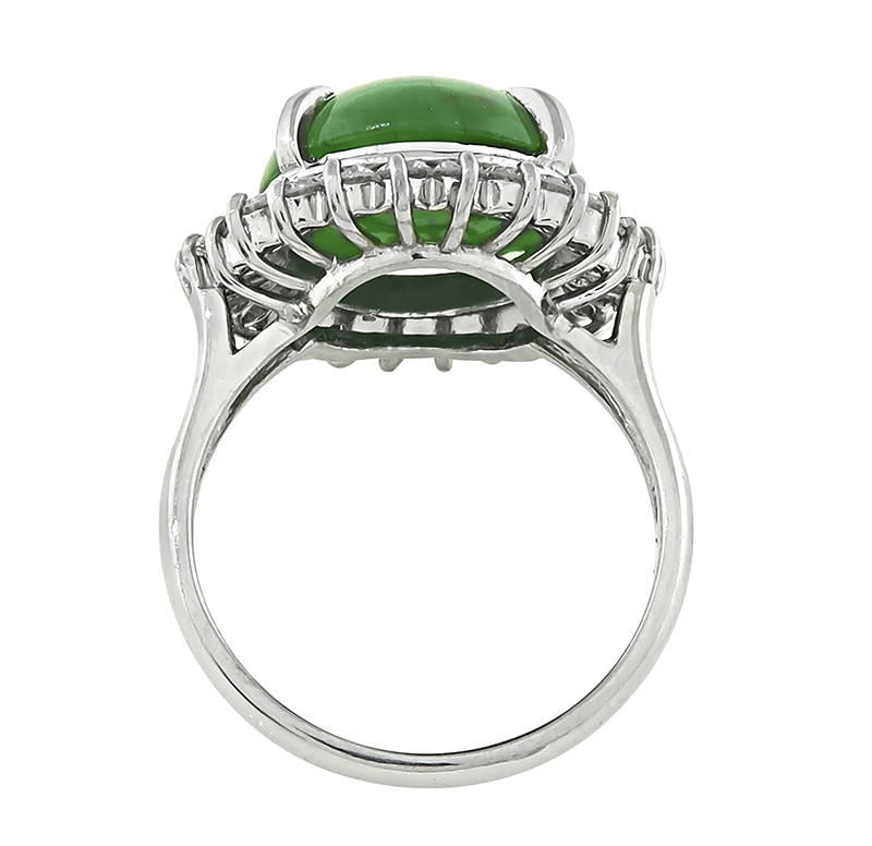 Estate 7.71ct Jade 0.78ct Diamond Ring